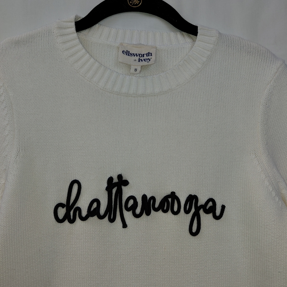 Ellsworth + Ivey Chattanooga Sweater Women's Size Small White Navy Blue‎ - Picture 5 of 5